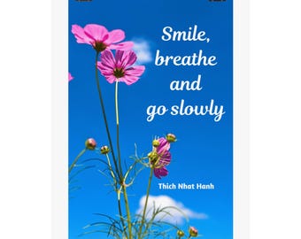 Zen Floral Inspiration Poster, Thich Nhat Hanh Quote, Mindfulness Wall Art