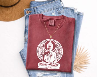 Meditating Buddha T Shirt, Lotus Buddha Shirt, Boho Yoga Shirt, Comfort Colors Buddha, Spiritual Tee, Spiritual Gift