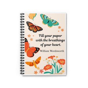 Butterfly Flowers Spiral Notebook | Inspirational Notebook, Poetry Journal, Unique Gift for her, butterflies journal, Gifts for Writers