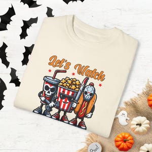Halloween movie shirt, Horror Movie Shirt, Trick or Treating Shirt, Halloween shirt, Comfort colors, Lets watch Horror Movies shirt