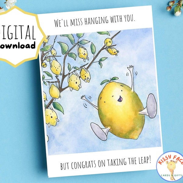 Printable Moving Card, We Will Miss You Card, New Job Card, Blank Inside