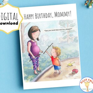 Cartão de feliz aniversário para mamãe, cartão de aniversário para impressão de criança, cartão de aniversário para mãe, interior em branco, cartão de aniversário para impressão de criança