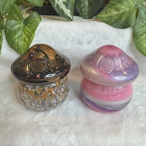 Mushroom Trinket Jar with Lid – Resin Trinket Containers Sold Individually or as a Set |Magical Cottagecore | Fantasy Fairycore Decor