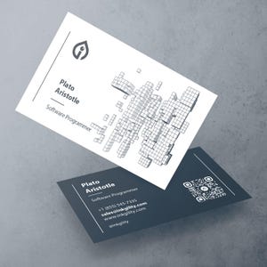 DataDriven Creators Business Card Template, Crisp White QR Code, Modern Horizontal, 16pt Glossy, 100 Free Cards
