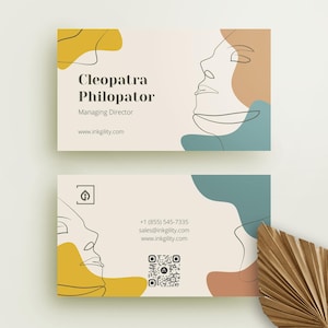 Queen of the Nile Business Card Template, Cream QR Code, Modern Horizontal, 16pt Glossy, 100 Free Cards