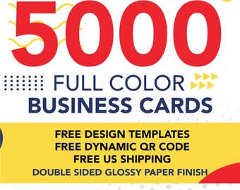 5000 Full Color Business Cards w/ Free Designs & Free QR Code - 16pt. Thickness Cardstock Double Sided Glossy Paper Finish