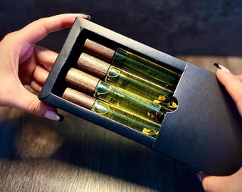 Zestaw prezentowy z olejkami kolońskimi dla mężczyzn: Możliwość personalizacji, zapachy botaniczne, długotrwały zapach