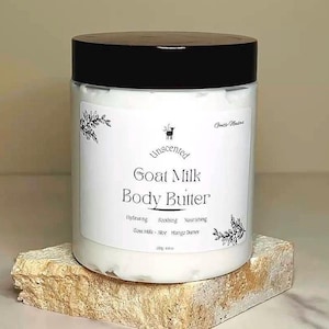 Organic Goat Milk Body Cream 8oz– Natural Moisturizer for Dry Skin, Handmade Cream for Eczema, Sensitive Skin, Organic Luxury Skincare