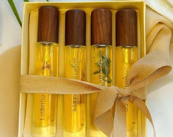 Parfymoljepresentset för henne - Gourmand, söta krämiga dofter, mango, vanilj, körsbär och bärdofter, dessertinspirerad parfym, lyxig roll-on