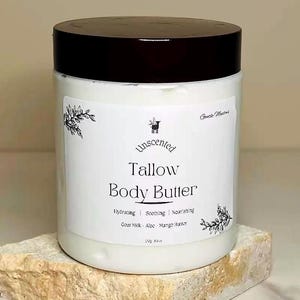 100% Grass-Fed Beef Tallow Emulsified Body Cream 8oz– Natural Moisturizer for Dry Skin, Handmade Cream for Deep Repair, Ultra Hydrating