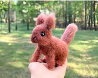 Realistic Knitted Squirrel | Handmade Woodland Animal | Soft Alpaca Collectible Gift