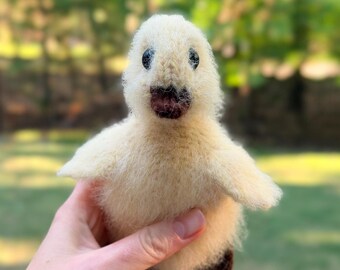 Knitted Realistic Duckling | 6 Inch Alpaca Yarn Plush Duck | Handmade Soft Toy | Natural Fiber Bird Plushie | Easter Duck Gift