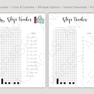 Yearly Step Tracker | Dot Journal | Color & Colorless, Multiple Options, Leap Year Version Included | Printable, Instant Download, A4 PDF