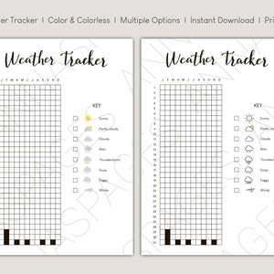 Yearly Weather Tracker | Dot Journal | Color & Colorless, Multiple Options, Leap Year Version Included | Printable, Instant Download, A4 PDF