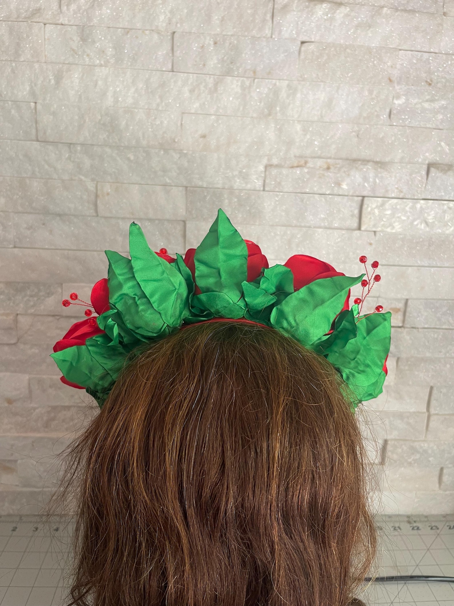 Blue Leather Roses Headpiece