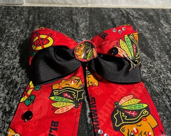 BlackHawks inspired Hair Bow