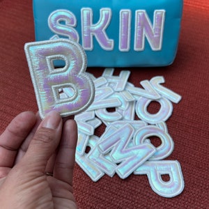 2.35 remendo de carta inchado iridescente - remendo holográfico - carta autoadesiva - colar em letras - remendo de carta - presente