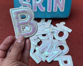 2.35 Iridescent Puffy Letter Patch - Holographic patch - self-adhesive letter - stick on letters - letter patch - gift