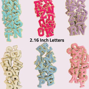Vara de letras de chenille em patch/A a Z 2,16 polegadas/letras autoadesivas para bolsas de cosméticos ou bolsa/presente personalizado