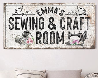 Custom Sewing And Craft Room Sign, Personalized Canvas Living Room Sign, Farmstead Wall Art, Homestead Wall Decoration, Mother&#39;s Day Gift