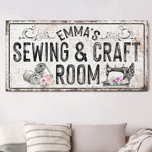 Custom Sewing And Craft Room Sign, Personalized Canvas Living Room Sign, Farmstead Wall Art, Homestead Wall Decoration, Mother's Day Gift