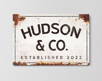 Custom Company Name Business Sign Wall Art Family Name Office CO Wall Decor Personalized Establised Date Custom Rustic Workplace Name Sign