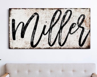 Aangepaste familienaam teken achternaam teken familie cadeau ingang muur decor outdoor teken cadeau voor vader moderne boerderij rustieke canvas kunst aan de muur