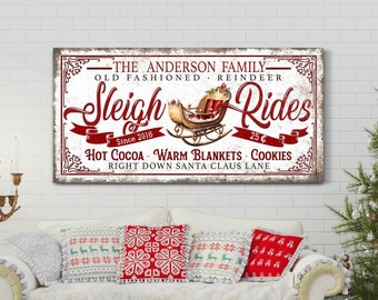 Gepersonaliseerde sleeritten teken, aangepast kerstbord, vakantie seizoensgebonden huisdecor, nostalgisch kerstdecor, boerderij kerst canvas decor