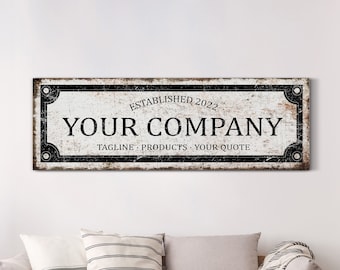 Custom Your Company Sign Personalized Business Sign Custom Shop Sign Wall Art Home Decor Custom Quote Established Date Large Canvas Print