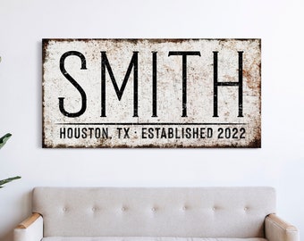 Custom Family Name Sign Family Room Wall Decor Last Name Sign Gift for Grandpa New Home Gift Modern Farmhouse Living Room Canvas Wall Art