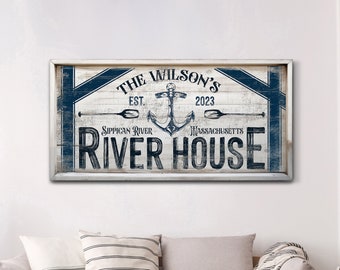 Personalized River House Sign, Custom River House Decor, Family Last Name Sign, Cabin Cottage Wall Art, Life is Better On the River Sign