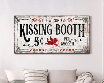 Custom Kissing Booth Sign, Custom Name Wall Art, Valentines Day Decor Gifts, Modern Farmhouse Wall Decor, Romantic Gifts for Him & Her