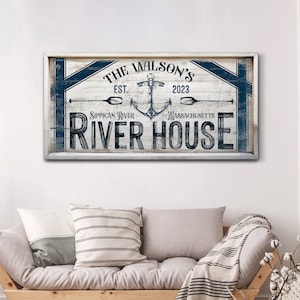 Personalized River House Sign, Custom River House Decor, Family Last Name Sign, Cabin Cottage Wall Art, Life is Better On the River Sign