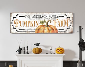 Custom Pumpkin Farm Sign, Personalized Pumpkin Patch Sign, Family Name Fall Decor, Autumn Vintage Sign, Farm Wall Decor, Farmhouse Decor