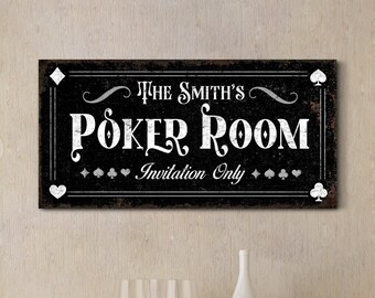 Personalized Poker Room Sign Custom Since Sign Ace of Spades Gift for Him Man Cave Ideas Canvas Decor Slinging Cards Sign Custom Man Cave