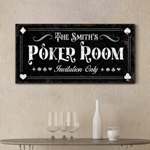 Segno personalizzato della sala da poker Personalizzato dal segno Asso di picche Regalo per lui Idee della caverna dell'uomo Decorazione della tela Carte da imbracatura Segno dell'uomo della caverna personalizzato