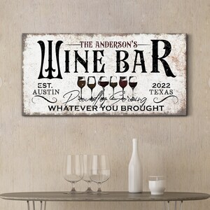 Personalized Wine Bar Sign Home Bar Wall Art New Home Gift Custom Bar Sign Retro Wine Room Decor Wine Lover Gift Wine Decor Canvas Wall Art