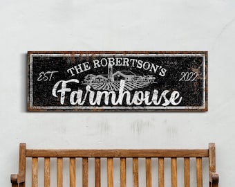Custom Farmhouse Sign Last Name Sign Family Farmhouse Wall Decor Dining Room Wall Art New Home Gift Patio Wall Decor Large Canvas Wall Art