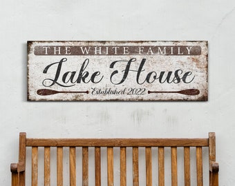 Custom Lake House Sign Family Name Sign Lake Life Lake House Wall Decor Cabin Sign Family Lake House Sign Patio Wall Decor Large Canvas Art