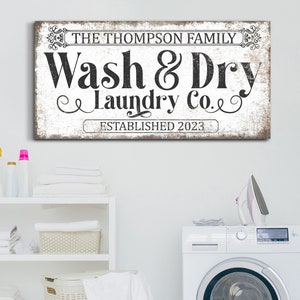 Custom Wash And Dry Laundry Co. Sign, Personalized Canvas Sign, Laundry Room Wall Art, Laundry Shop Wall Decoration, Laundry Shop Gift