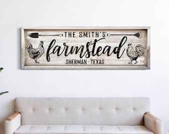 Gepersonaliseerde boerderij teken, aangepaste familienaam teken, familieboerderij entree decor, vintage hoeve schuur teken, moderne boerderij canvas decor