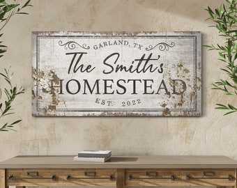 Gepersonaliseerde Homestead Teken Familienaam Wall Art Rustieke Vintage Boerderij Muur Decor Achternaam Vaststellen Datum Boerderij Grote Canvas Print