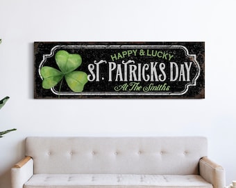 May include: Black and green sign with a shamrock and the text "Happy & Lucky St. Patrick's Day At The Smiths".