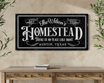 Custom Family Name Homestead Sign, Name Sign, Farmstead Sign, Living Room Decor, Vintage Family Room Decor, Farmhouse Wall Art, Canvas Print