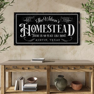 Custom Family Name Homestead Sign, Name Sign, Farmstead Sign, Living Room Decor, Vintage Family Room Decor, Farmhouse Wall Art, Canvas Print
