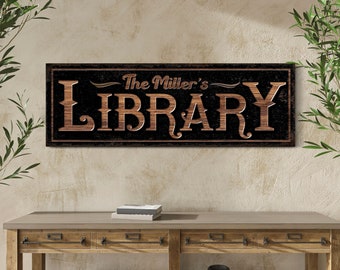 Custom Library Sign Reading Corner Sign Bookshelf Sign Teacher Gift Book Lovers Sign Book Club Sign Book Club Decor Large Canvas Wall Art