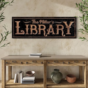 Custom Library Sign Reading Corner Sign Bookshelf Sign Teacher Gift Book Lovers Sign Book Club Sign Book Club Decor Large Canvas Wall Art