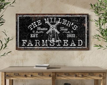 Aangepaste boerderij teken familienaam teken Home boerderij muur decor moderne boerderij gepersonaliseerde teken Inwijdingsfeest cadeau enorme canvas kunst aan de muur