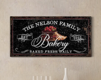 Personalized Bakery Name Sign, Rustic Kitchen Wall Decor, Rustic Farmhouse Kitchen Decor, Farmhouse Bakery Wall Art, Large Canvas Print