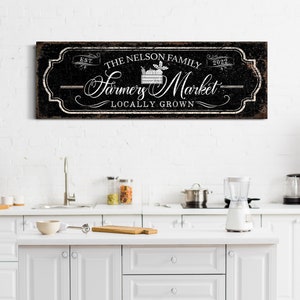 Personalized Farmers Market Sign, Local Garden Store Sign, Custom Kitchen Decor, Pantry Decor, Farmhouse Wall Art, Large Rustic Canvas Print